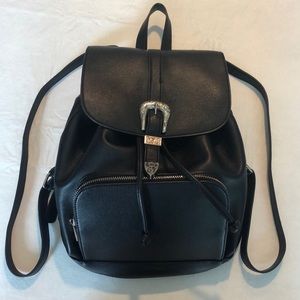 Black leather backpack